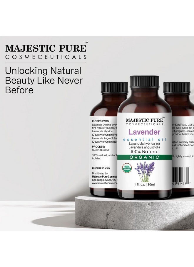 Majestic Pure Organic Lavender Essential Oil - 100% Pure Lavender Oil for Aromatherapy, Massage & Topical Uses, Perfect for Diffuser & Essential Oil Diffuser - 1 fl. oz