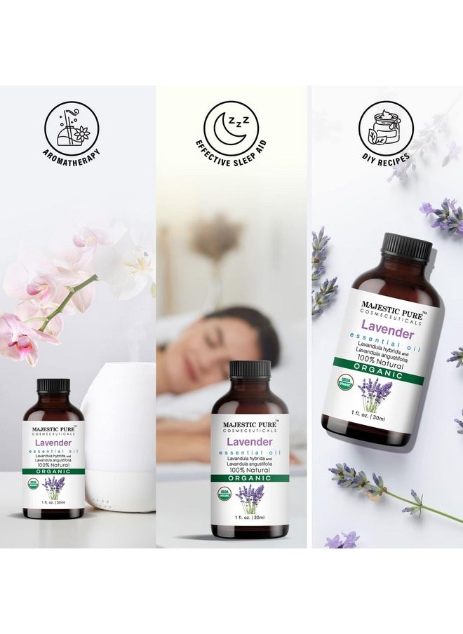 Majestic Pure Organic Lavender Essential Oil - 100% Pure Lavender Oil for Aromatherapy, Massage & Topical Uses, Perfect for Diffuser & Essential Oil Diffuser - 1 fl. oz