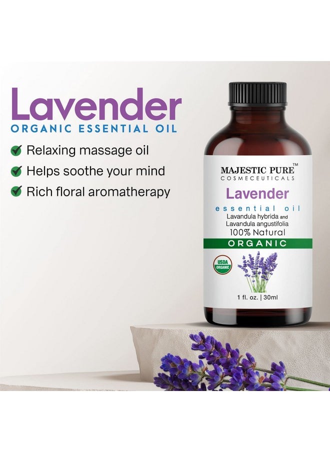 Majestic Pure Organic Lavender Essential Oil - 100% Pure Lavender Oil for Aromatherapy, Massage & Topical Uses, Perfect for Diffuser & Essential Oil Diffuser - 1 fl. oz