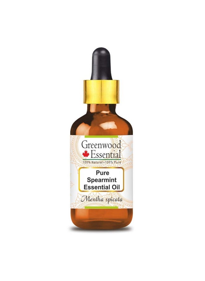 Greenwood Essential Pure Spearmint Essential Oil (Mentha spicata) with Glass Dropper Natural Therapeutic Grade Steam Distilled 50ml