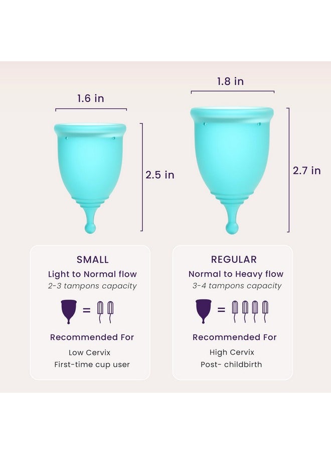 EcoBlossom Reusable Menstrual Cup Set - The Most Reliable Medical Grade Silicone Period Cups - Comfortably use for 12 Hours (Small & Large)