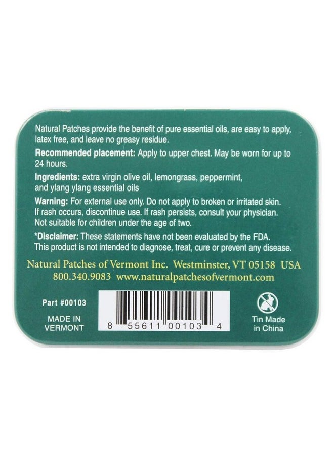 Natural Patches Of Vermont Lemongrass Mental Focus & Energy Essential Oil Body Patches, 10-Count Tin