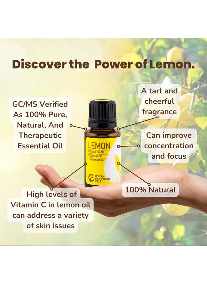 Rocky Mountain Oils Lemon Essential and Natural Aromatherapy Essential Oils for Diffuser, Topical, and Home - 15ml