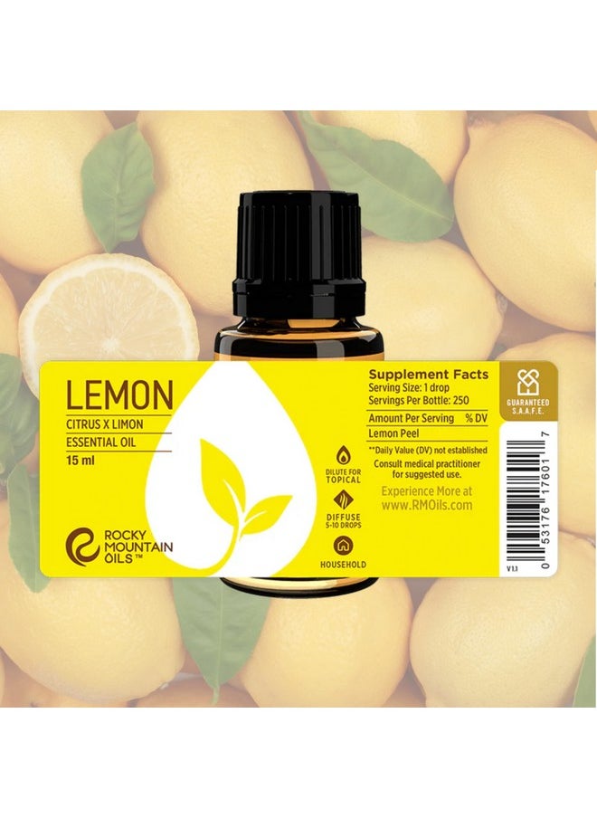 Rocky Mountain Oils Lemon Essential and Natural Aromatherapy Essential Oils for Diffuser, Topical, and Home - 15ml