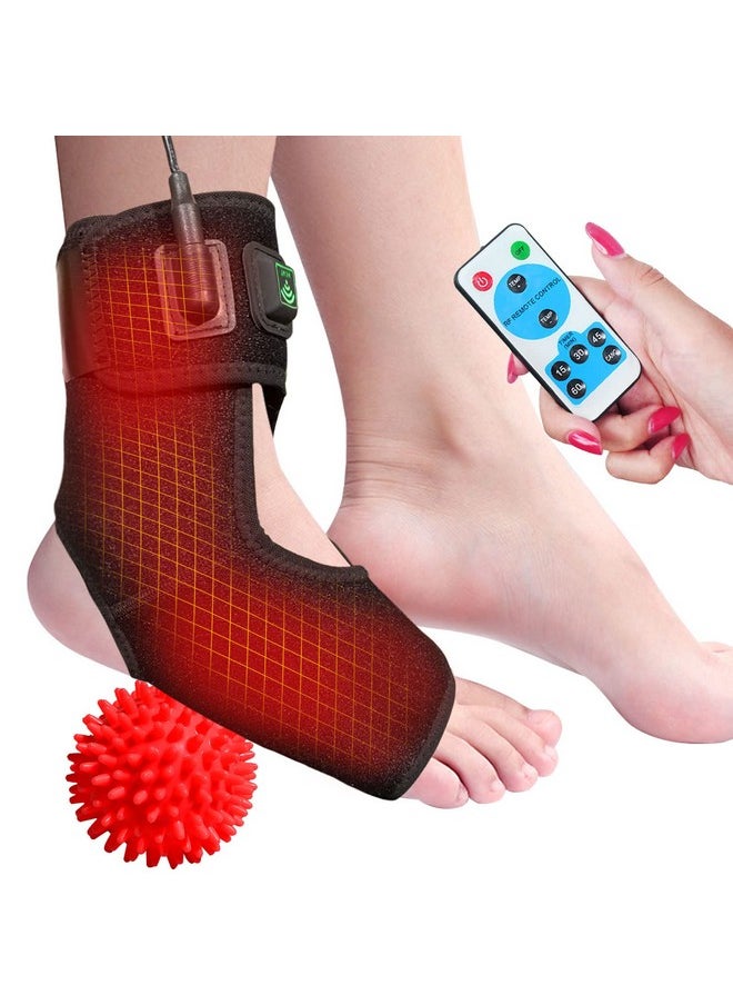 sticro Heated Foot Ankle Brace Wraps For Planters Fasciitis or Achilles Tendinitis Pain Relief, 4 Auto Off Timers Moist Heat Heating Pad for Men Women Arthritis Injury