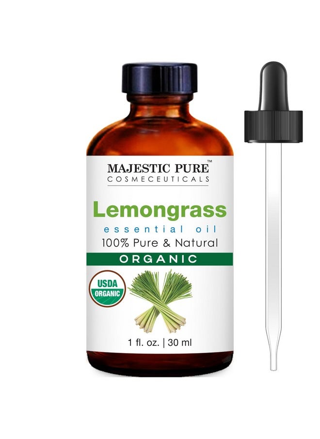 Majestic Pure Organic Lemongrass Essential Oil - 100% Pure Lemongrass Oil for Aromatherapy, Massage & Topical Uses, Perfect for Diffuser & Essential Oil Diffuser - 1 Fl Oz