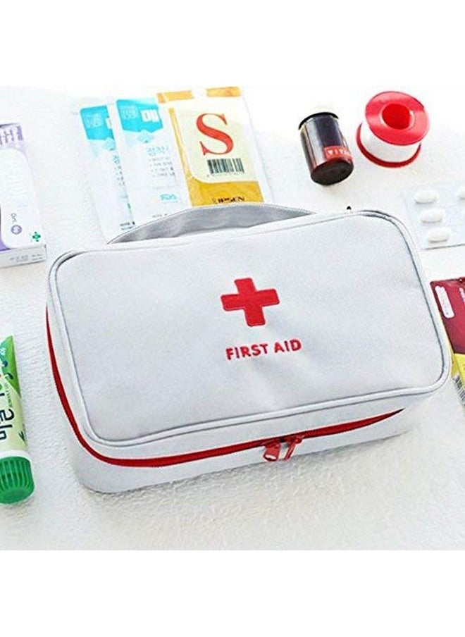 Inditradition Fabric Emergency First Aid Kit Pouch (Empty) | Multi-Layer Travel Medicine Pouch, 23X13 Cm (Grey)