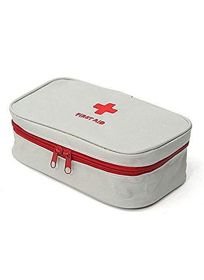 Inditradition Fabric Emergency First Aid Kit Pouch (Empty) | Multi-Layer Travel Medicine Pouch, 23X13 Cm (Grey)