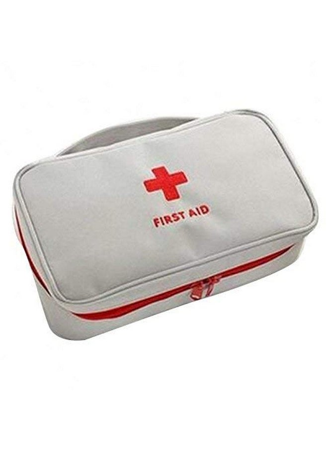 Inditradition Fabric Emergency First Aid Kit Pouch (Empty) | Multi-Layer Travel Medicine Pouch, 23X13 Cm (Grey)