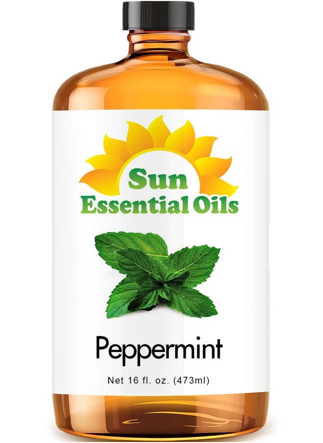 Sun Essential Oils - Peppermint Essential Oil 16oz for Aromatherapy, Diffuser, Ease Pain, Improves Sleep - Peppermint Fragrance Oil for Candle Making - Peppermint Oil for Diffuser - Aromatherapy Oil