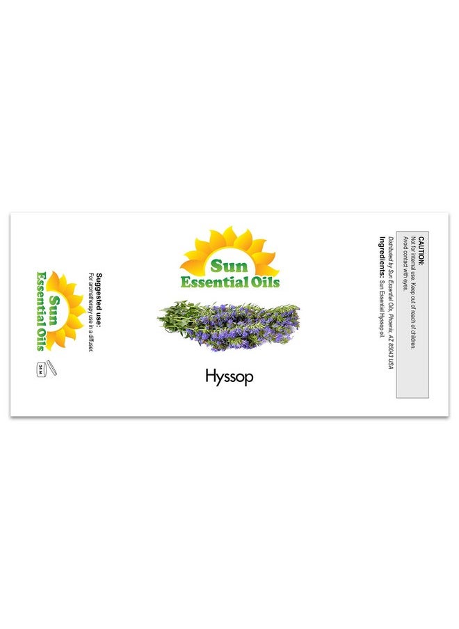 Sun Essential Oils 2oz - Hyssop Essential Oil - 2 Fluid Ounces - Pure Hyssop Oil - Aromatherapy Oils