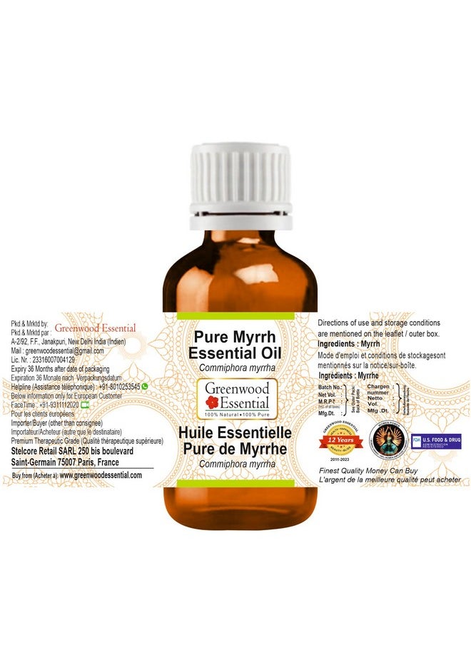 Greenwood Essential Pure Myrrh Essential Oil (Commiphora myrrha) Steam Distilled 2ml