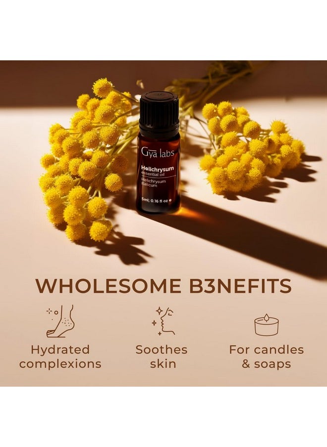 Gya Labs Helichrysum Oil for Skin - 100% Natural Helichrysum Essential for Massages DIY Self-Care Aromatherapy & Candle Making - Sweet Earthy Scent (0.17 Fl Oz)