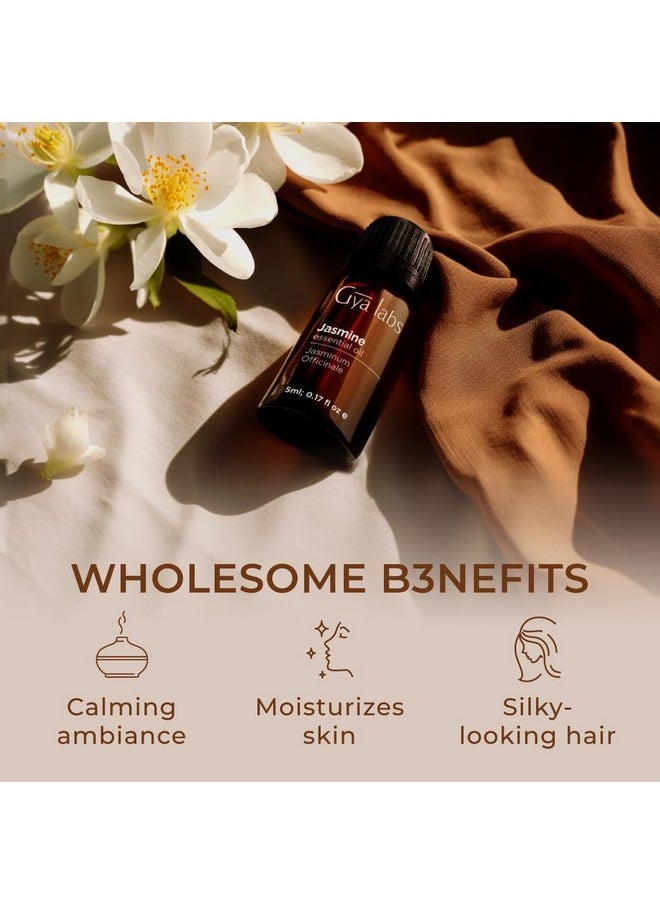 Gya Labs Jasmine Essential Oil for Diffuser & Aromatherapy - 100% Natural Jasmine Essential Oil for Skin Jasmine Oil for Hair Massages Candle Making - Floral & Alluring Scent (0.17 Fl Oz)