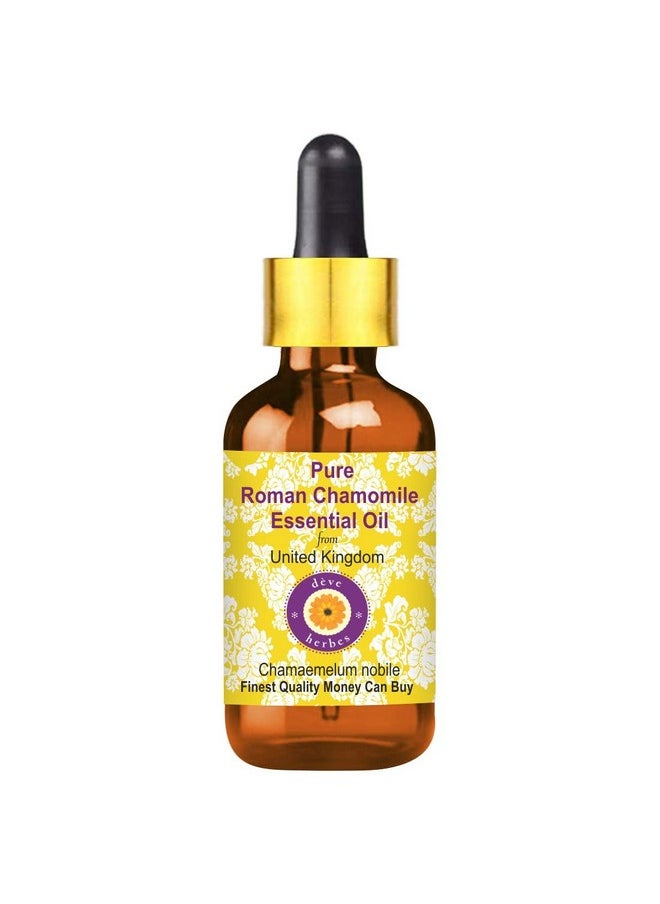 Deve Herbes Pure Roman Chamomile Essential Oil (Chamaemelum nobile) with Glass Dropper Steam Distilled 10ml