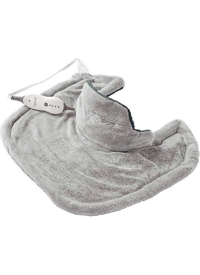 Sunbeam Contoured Heating Pad for Neck & Shoulder Pain Relief with Auto Shut Off, Moist Heating Option, 22 x 19, Grey