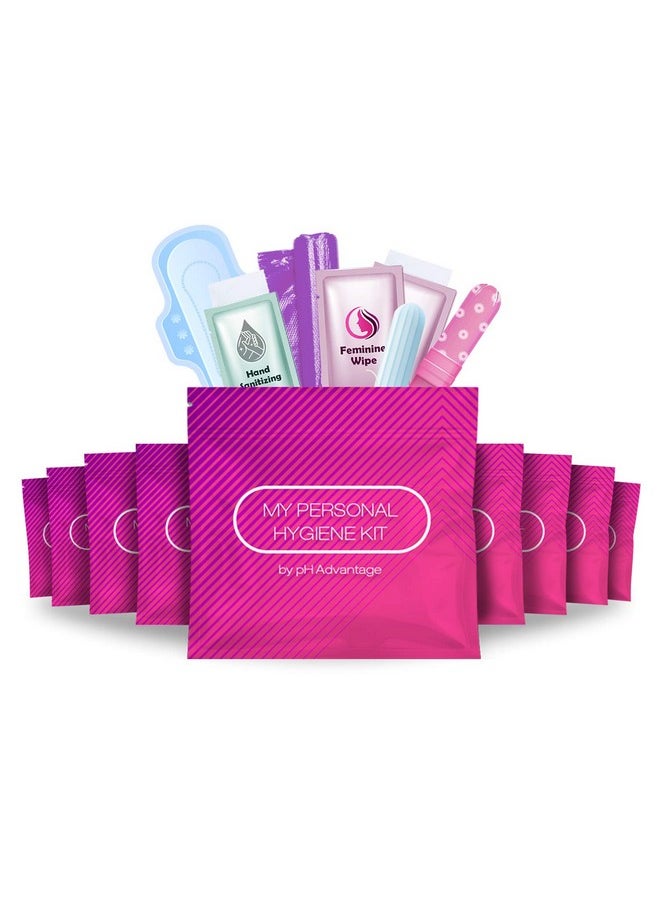 Pink Style Menstrual Kit All-in-One 10 Pack | Convenience on The Go | Period Kit Pack for Travelling, Tweens & Teenagers or just When You’re Out | Individually Wrapped Feminine Hygiene Product