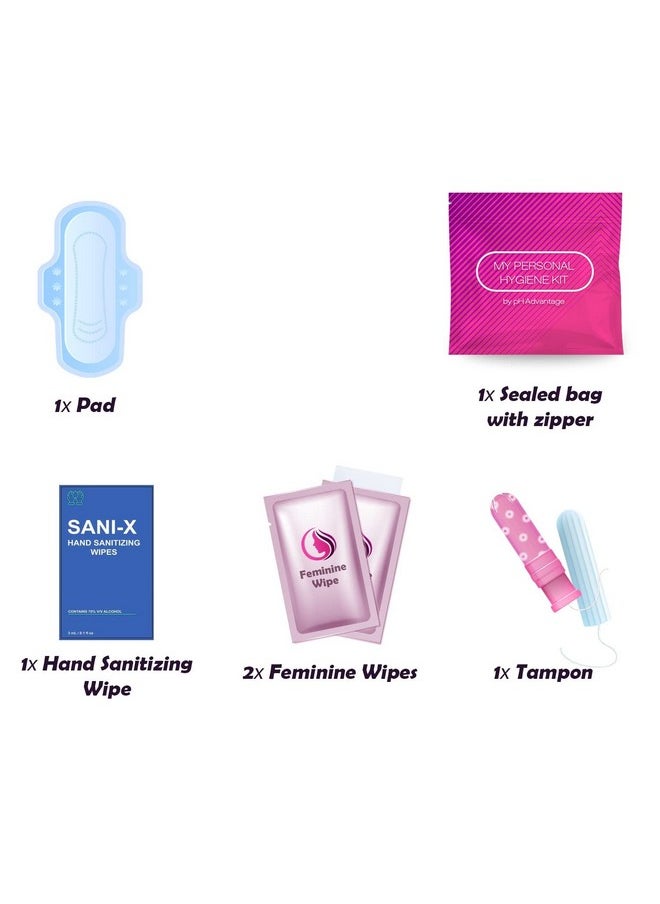 Pink Style Menstrual Kit All-in-One 10 Pack | Convenience on The Go | Period Kit Pack for Travelling, Tweens & Teenagers or just When You’re Out | Individually Wrapped Feminine Hygiene Product