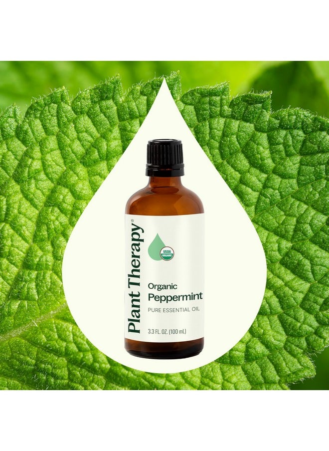 Plant Therapy Organic Peppermint Essential Oil 100% Pure, USDA Certified Organic, Undiluted, Natural Aromatherapy, for Diffusion, Skin, Hair, Therapeutic Grade 100 mL (3.3 oz)