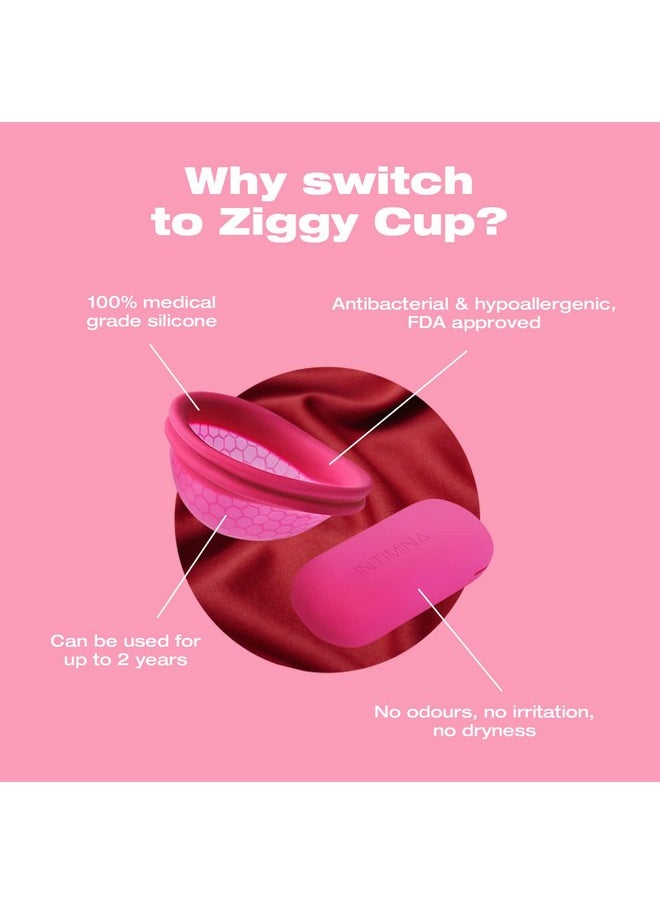 Intimina Ziggy Cup - Extra-Thin Reusable Menstrual Cup with Flat-fit Design