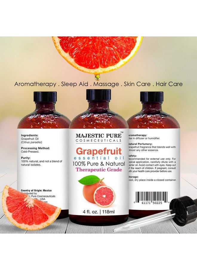 MAJESTIC PURE Grapefruit Essential Oil | 100% Pure and Natural Grapefruit Oil | Premium Grade Essential Oils for Hair Care, Home Diffusers, Skin, Aromatherapy, Massage and Humidifiers | 4 Fl Oz