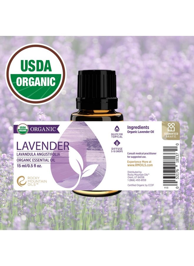 Rocky Mountain Oils Organic Lavender Essential Oil - Aromatherapy Essential Oils for Diffuser, Topical, and Home - 15ml