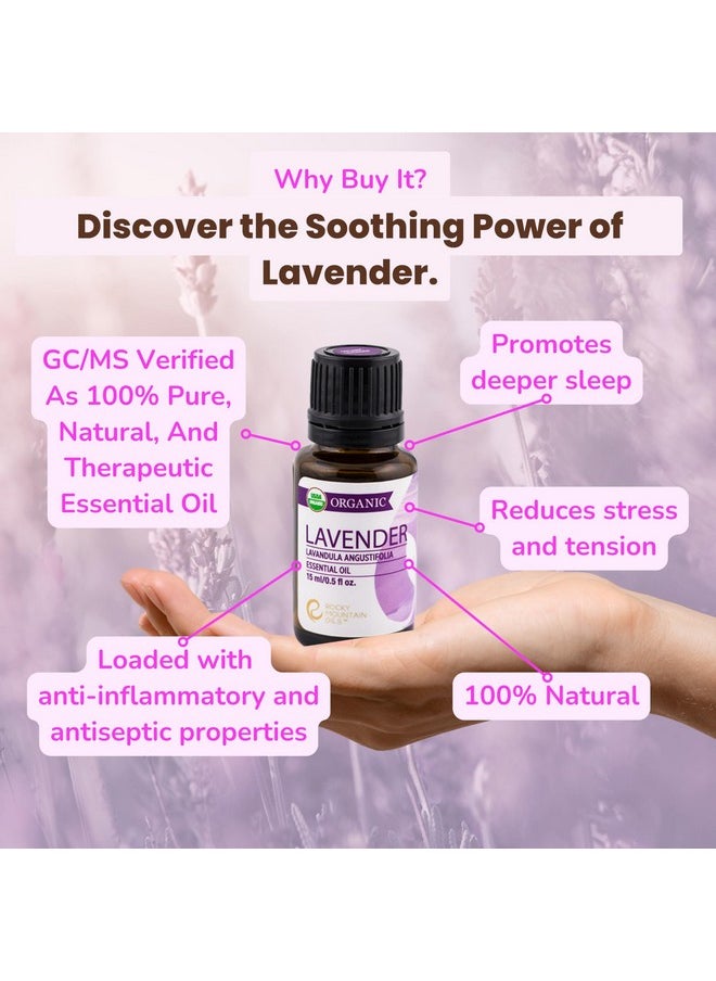 Rocky Mountain Oils Organic Lavender Essential Oil - Aromatherapy Essential Oils for Diffuser, Topical, and Home - 15ml