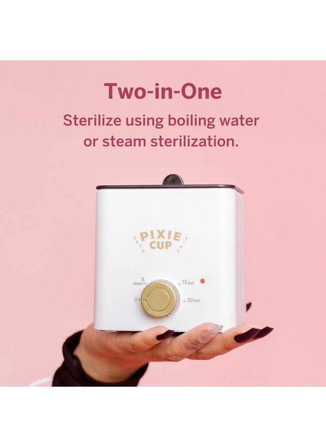 Pixie Menstrual Cup & Disc Boiler Sterilizer - Easily Submerge & Clean Your Period Cup in Boiling Water! Kills 99.9% of Germs with Cleaner Boiling Solution - The Most Soothing Way to Wash Your Cup