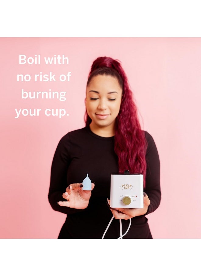 Pixie Menstrual Cup & Disc Boiler Sterilizer - Easily Submerge & Clean Your Period Cup in Boiling Water! Kills 99.9% of Germs with Cleaner Boiling Solution - The Most Soothing Way to Wash Your Cup