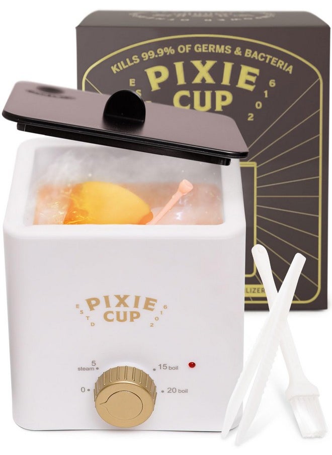 Pixie Menstrual Cup & Disc Boiler Sterilizer - Easily Submerge & Clean Your Period Cup in Boiling Water! Kills 99.9% of Germs with Cleaner Boiling Solution - The Most Soothing Way to Wash Your Cup