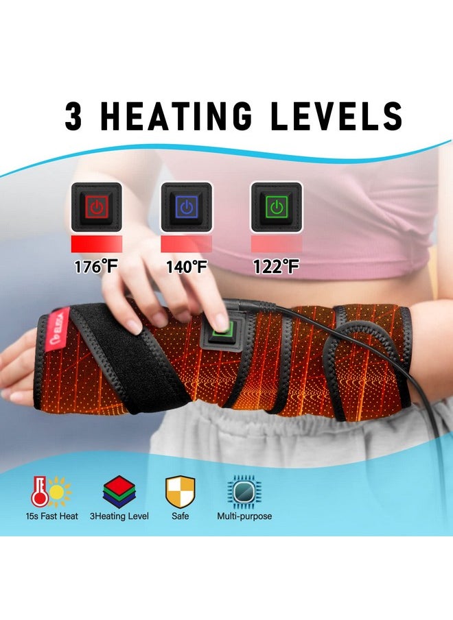 Hand Arm Heating Pad for Pain Relief, Large Heat Areas for Joints Pain Soreness,Heated Wrap for Wrist Ankle Elbow Knee and Leg,2 Hrs Auto-Off 3 Heat Settings,78.7 Extension Cord Black