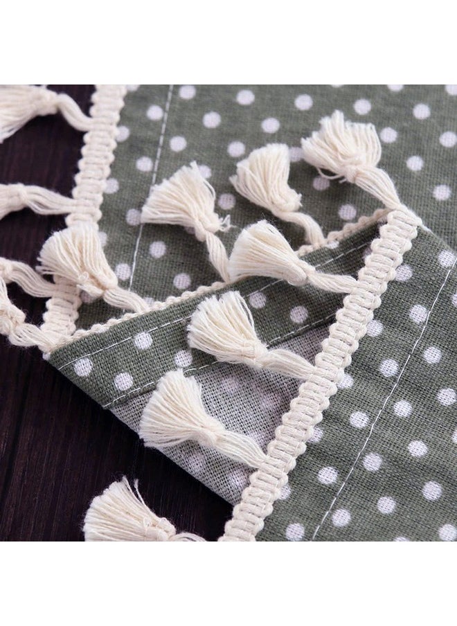 House of Quirk Rectangle Tablecloth Cotton Linen Table Cloth Dust-Proof Table Cover for Kitchen Dinning Tabletop Decoration (140x180cm, Grey Polka)