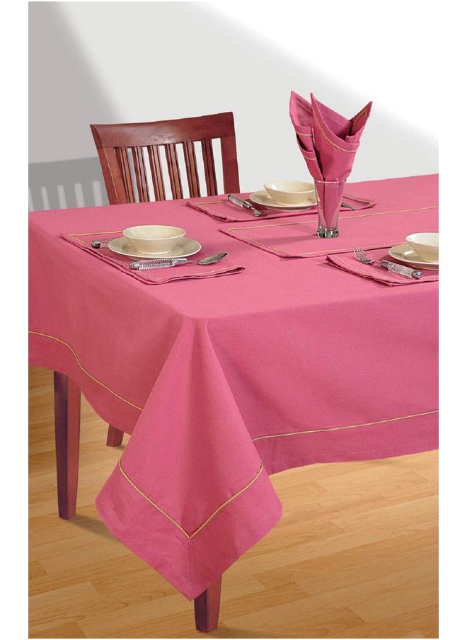 Swayam Multipurpose Cotton (274 cm x 150 cm) Table Cover/Cloth for 8 Seater Dining Table (Set 1) - 200TC, Color-Fast, Machine Washable, Rose Pink