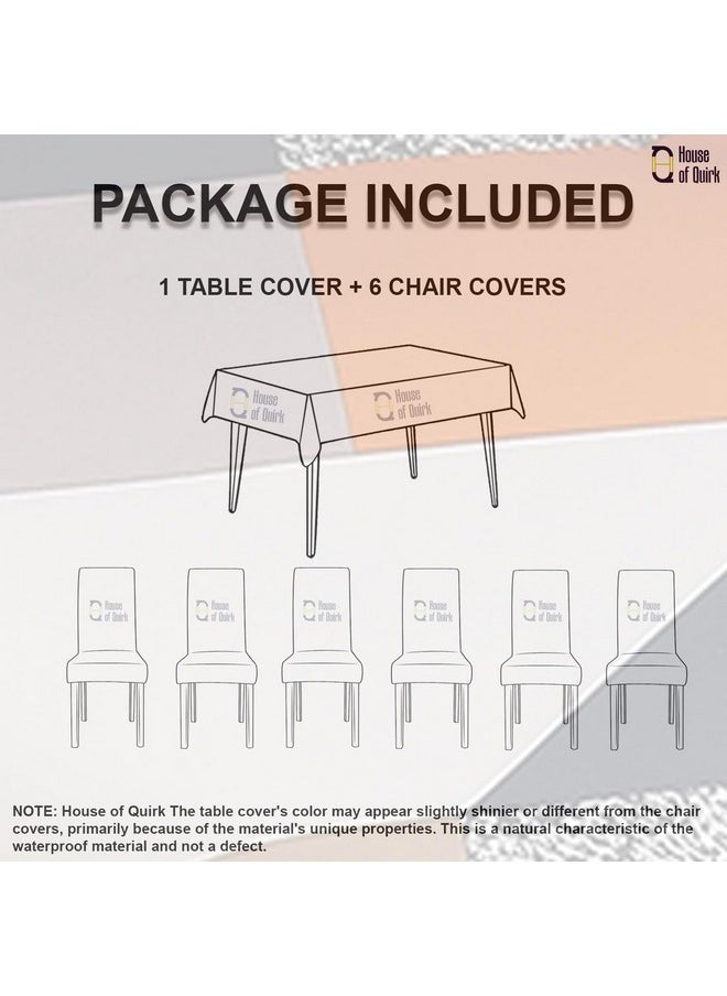 House of Quirk Dining Chair Cover with Table Covers for Kitchen Waterproof Dining Table Cloth (Multi Prism, 1 Table Cover + 6 Chair Cover)