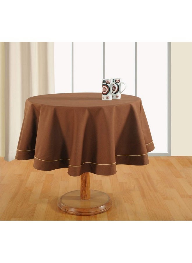 Swayam Plain Multipurpose Cotton (182cm Diameter) Round Table Cover/Cloth for 6 Seater Round Dining Table (Set 1) - 200TC, Color-Fast, Machine Washable, Dark Brown