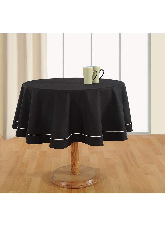 Swayam Plain Multipurpose Cotton (152cm Diameter) Round Table Cover/Cloth for 4 Seater Round Dining Table (Set 1) - 200TC, Color-Fast, Machine Washable, Black