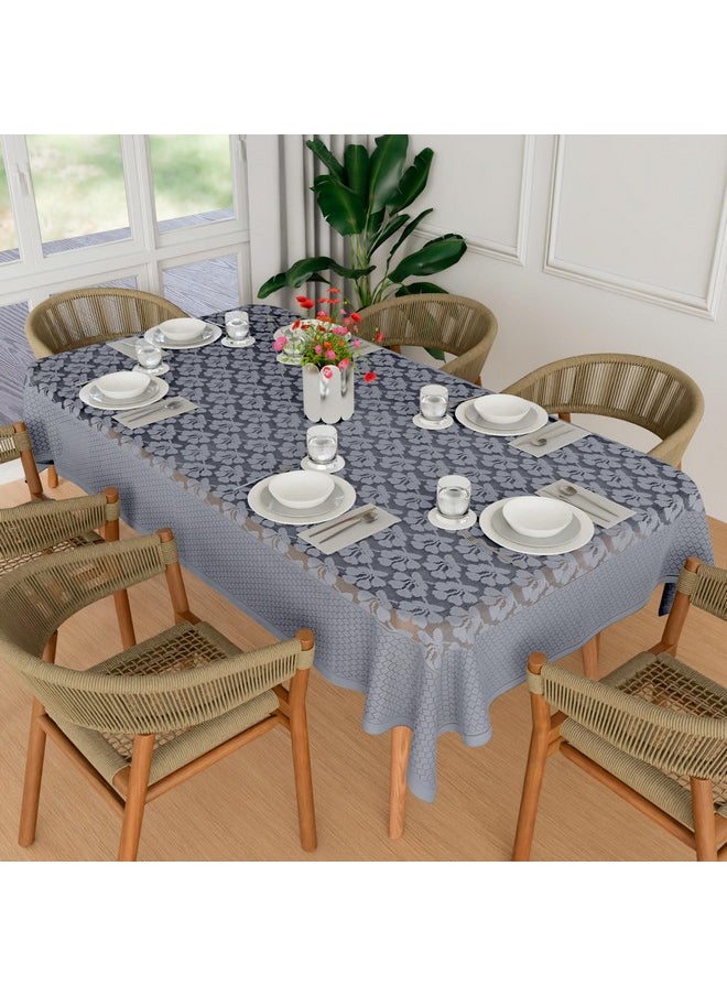 Kuber Industries Dining Table Cover | 60x90 Inch | 6-Seater Table Cover | Net Tabletop Cover | Hotels-Restaurants Table Cover | Dining Table Cloth | Plain Leonardo Flower Print | DTC | Grey