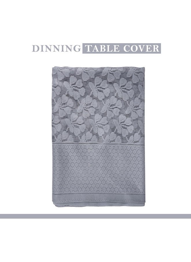 Kuber Industries Dining Table Cover | 60x90 Inch | 6-Seater Table Cover | Net Tabletop Cover | Hotels-Restaurants Table Cover | Dining Table Cloth | Plain Leonardo Flower Print | DTC | Grey