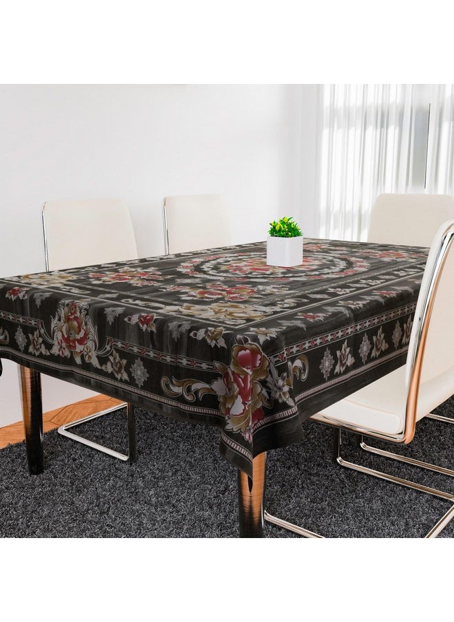 Kuber Industries Dining Table Cover | PVC Table Cloth Cover | 6 Seater Table Cloth | Table Protector | Table Cover for Dining Table | Passion Flower | 60x90 Inch | DTC | Black