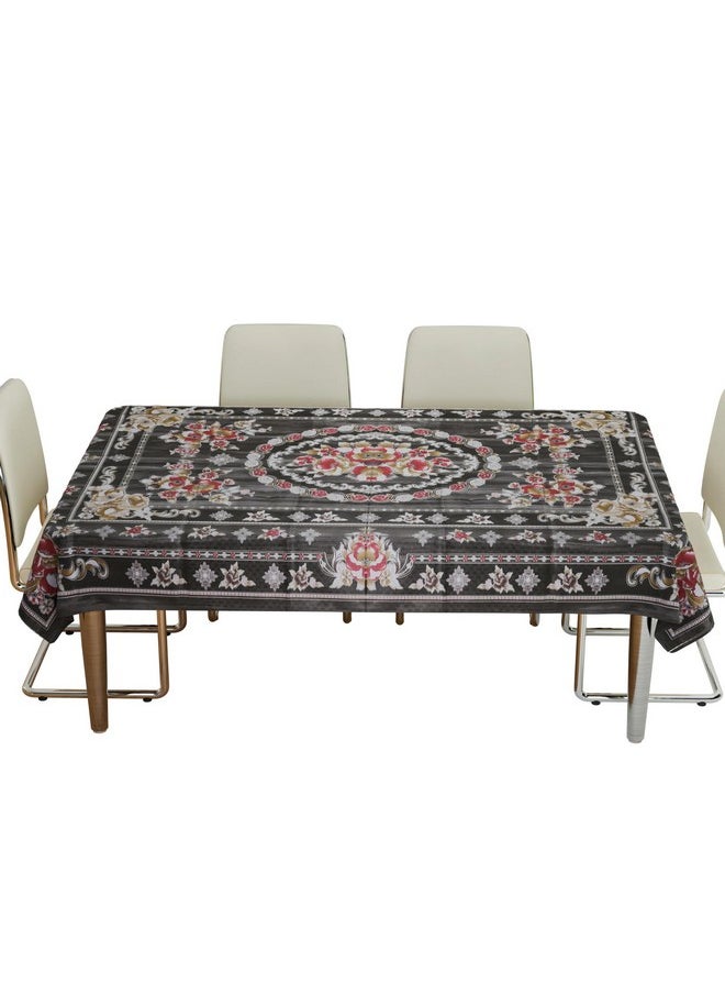 Kuber Industries Dining Table Cover | PVC Table Cloth Cover | 6 Seater Table Cloth | Table Protector | Table Cover for Dining Table | Passion Flower | 60x90 Inch | DTC | Black