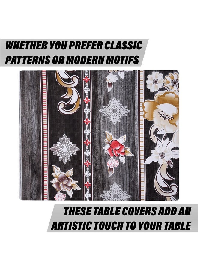 Kuber Industries Dining Table Cover | PVC Table Cloth Cover | 6 Seater Table Cloth | Table Protector | Table Cover for Dining Table | Passion Flower | 60x90 Inch | DTC | Black