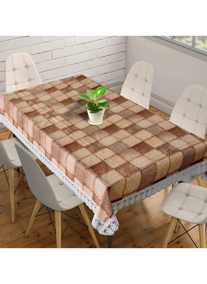 Kuber Industries Checks Print 6 Seater Table Cloth|PVC Dining Table Cover|Table Sheet for Indoor and Outdoor|Waterproof Protector 90x60 (Brown)