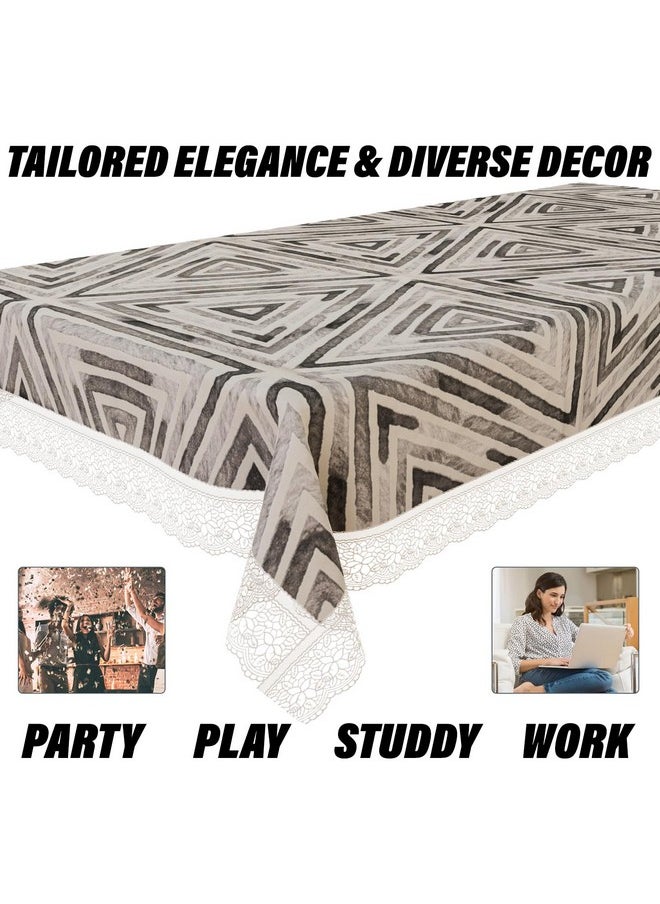 Kuber Industries Dining Table Cover | PVC Table Cloth Cover | 6 Seater Table Cloth | Triangle Table Cover | Table Protector | Table Cover for Dining Table | 60x90 Inch | DTC | Gray