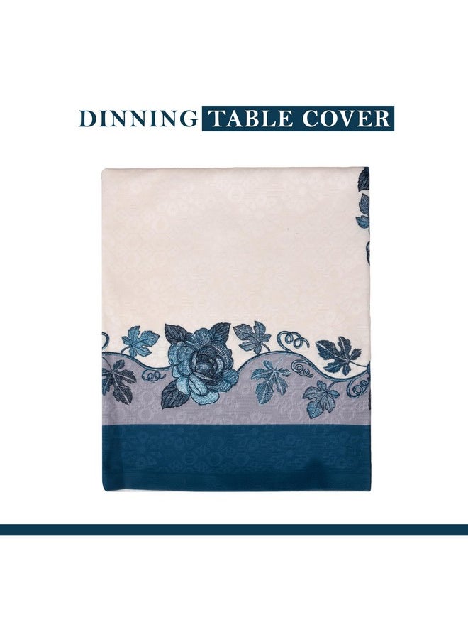 Kuber Industries Dining Table Cover | 60x90 Inch | Net 6-Seater Table Cover | Indoor & Outdoor Table Cloth | Hotels-Restaurants Table Cover | Rose Digital Embroidery Print-640 | DTC | Blue