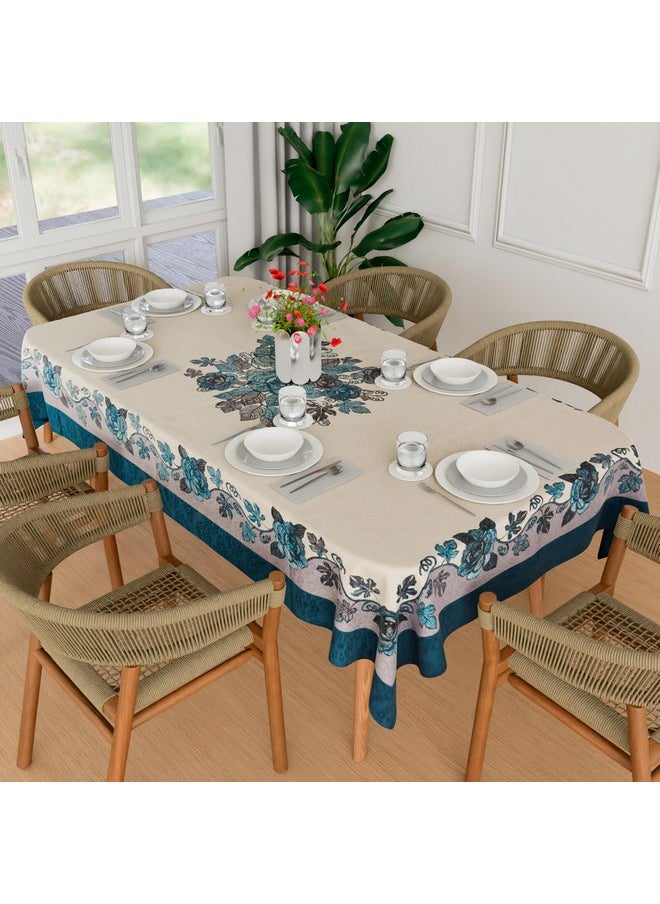 Kuber Industries Dining Table Cover | 60x90 Inch | Net 6-Seater Table Cover | Indoor & Outdoor Table Cloth | Hotels-Restaurants Table Cover | Rose Digital Embroidery Print-640 | DTC | Blue