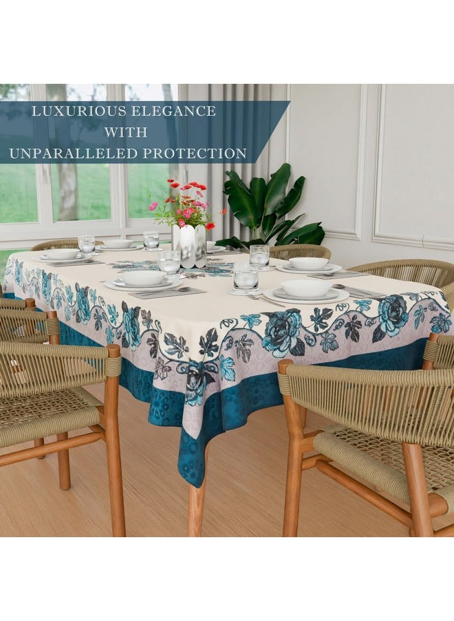 Kuber Industries Dining Table Cover | 60x90 Inch | Net 6-Seater Table Cover | Indoor & Outdoor Table Cloth | Hotels-Restaurants Table Cover | Rose Digital Embroidery Print-640 | DTC | Blue