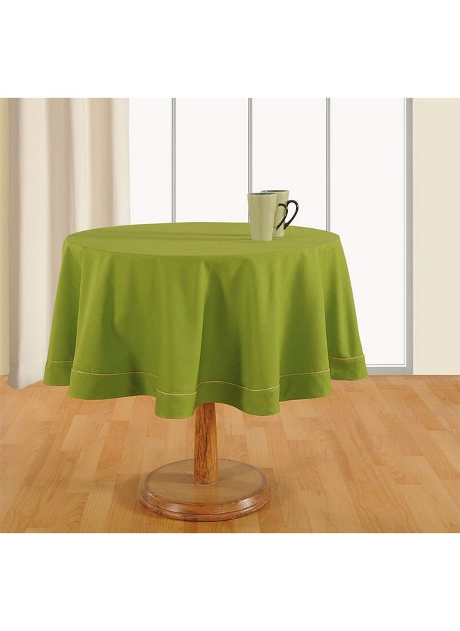 Swayam Plain Multipurpose Cotton (182cm Diameter) Round Table Cover/Cloth for 6 Seater Round Dining Table (Set 1) - 200TC, Color-Fast, Machine Washable, Green