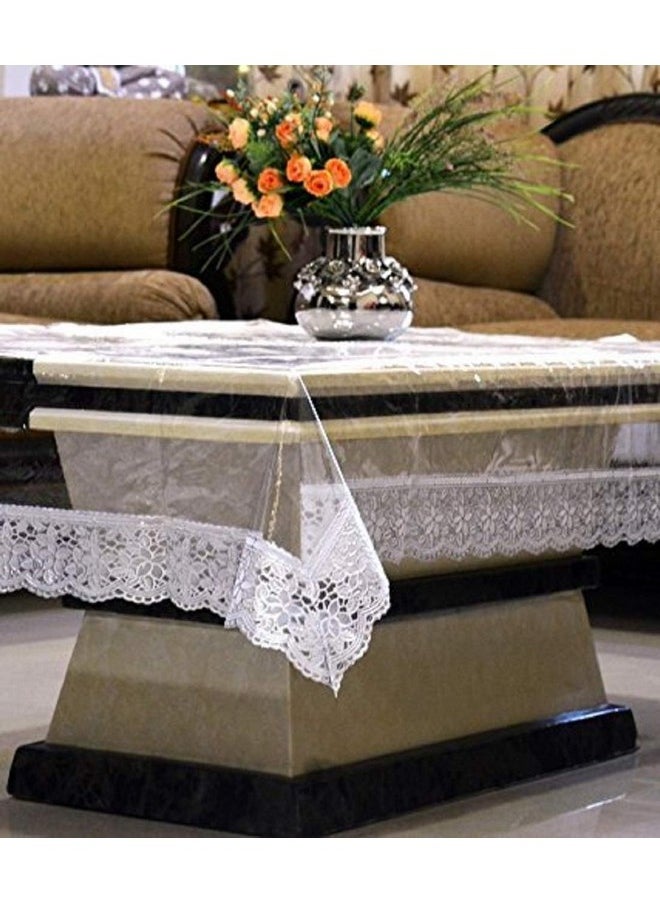 Kuber Industries 4 Seater Transparent Centre Table Cover (Silver),Polyvinyl Chloride (PVC),Rectangular,Pack of 1