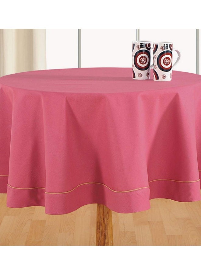 Swayam Plain Multipurpose Cotton (182cm Diameter) Round Table Cover/Cloth for 6 Seater Round Dining Table (Set 1) - 200TC, Color-Fast, Machine Washable, Rose Pink