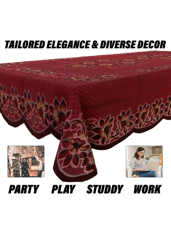 Kuber Industries Center Table Cover | 4-Seater Table Cover | Net Tabletop Cover | Kitchen Table Cloth | Table Protector Cover | Flower Painting-Design | 40x60 Inch | CTC | Maroon
